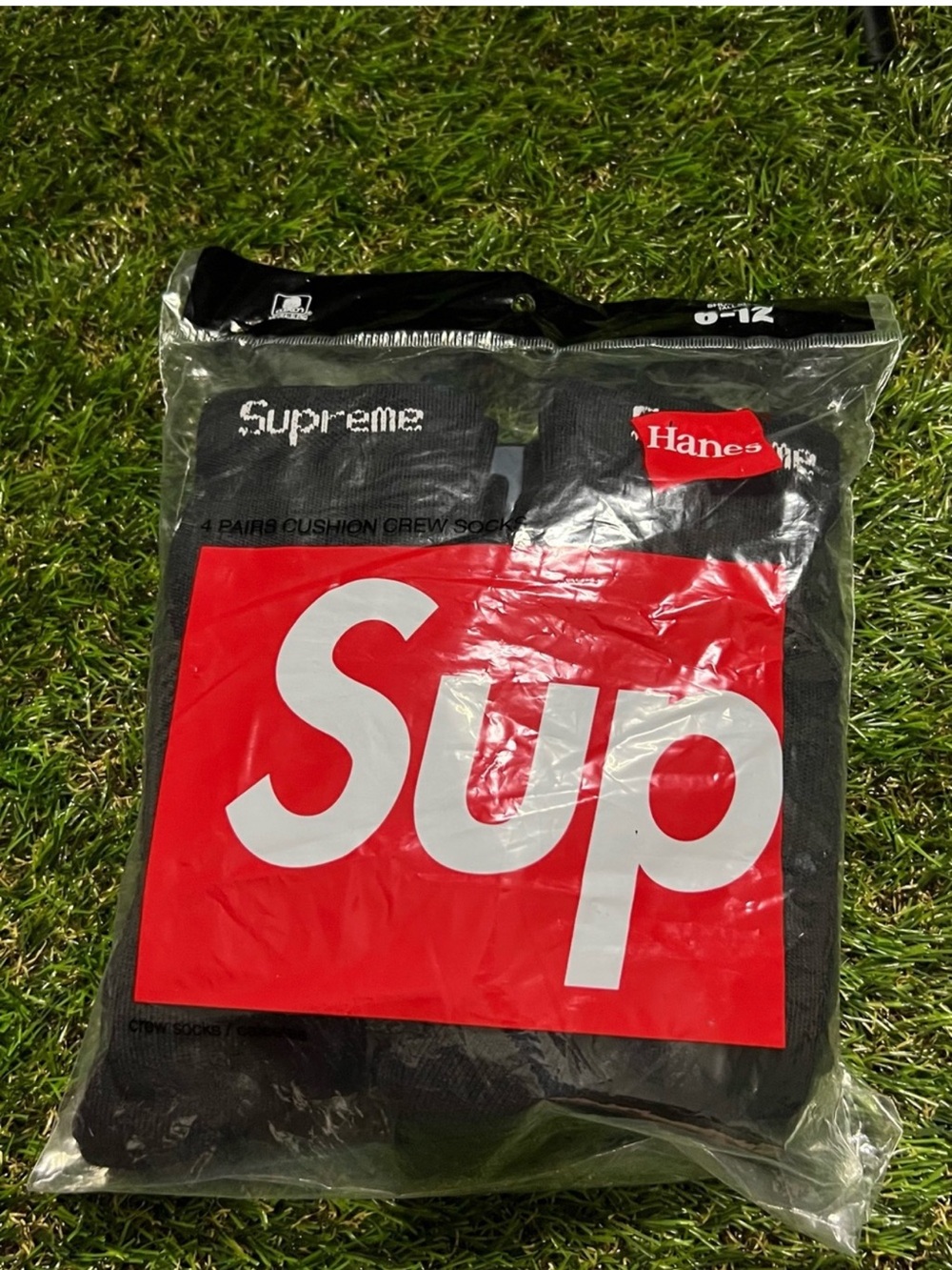 Supreme Black Crew Socks with White Logo